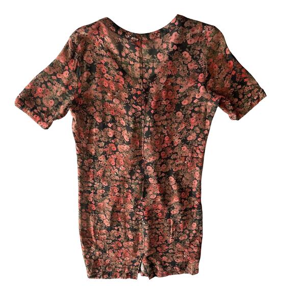 Wrap London Sheer Floral Scoop Neck Dark Romantic Short Sleeve Tunic Dress 8 - Picture 11 of 11